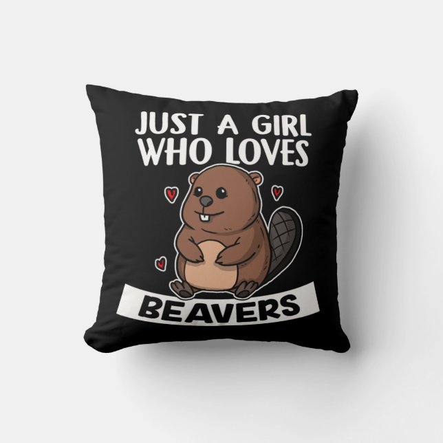 Just A Girl Who Loves Beavers Cute Beaver Costume Cushion (Front)