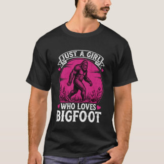 Just A Girl Who Loves Bigfoot Retro Pink Sasquatch T-Shirt