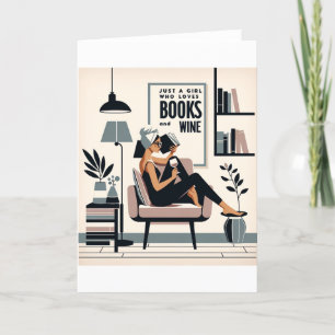 Just A Girl Who Loves Books and Wine Thank You Card