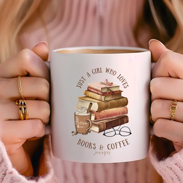 Just a Girl Who Loves Books & Coffee Personalised  Coffee Mug (Creator Uploaded)
