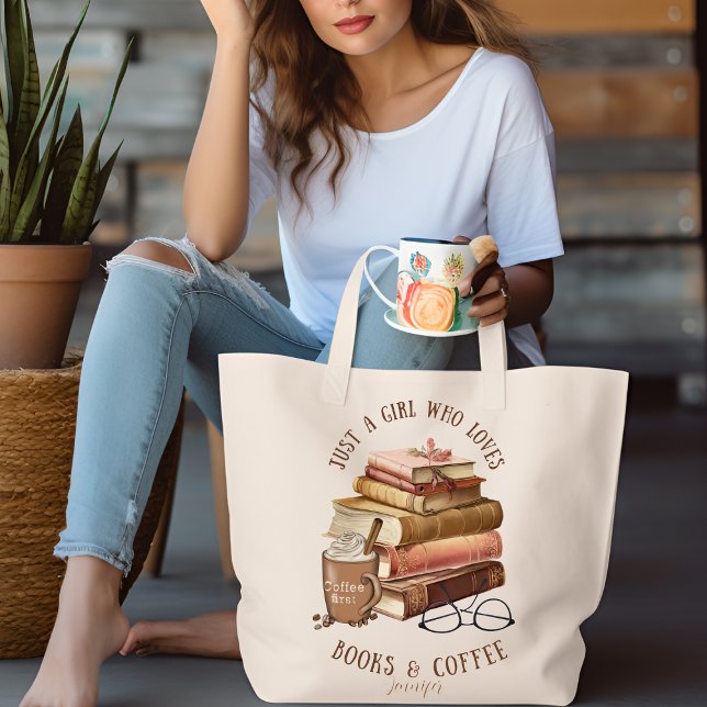 Just a Girl Who Loves Books & Coffee Personalised  Tote Bag (Creator Uploaded)