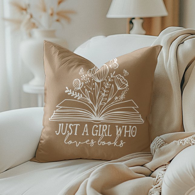 Just A Girl Who Loves Books Cushion (Just a girl who loves books? Snuggle up with this cozy pillow, perfect for your reading adventures!)