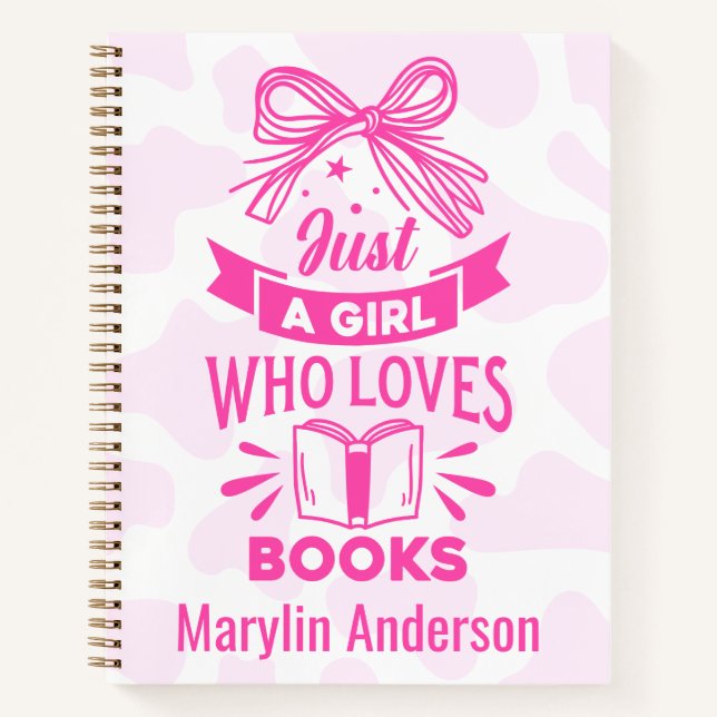 JUST A GIRL WHO LOVES BOOKS  CUSTOM NAME COWPRINT (Front)