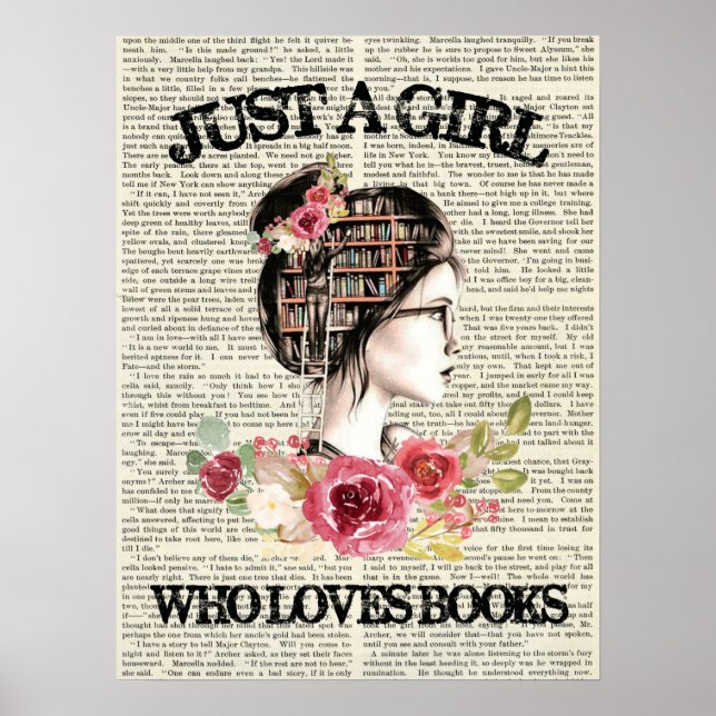Just A Girl Who Loves Books Wood Poster (Front)