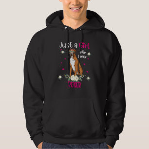 Just A Girl Who Loves Boxer Dog Floral Mum Hoodie
