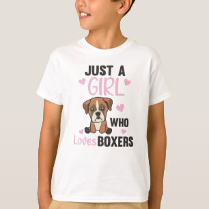 Just A Girl who loves Boxer Kawaii Dogs T-Shirt