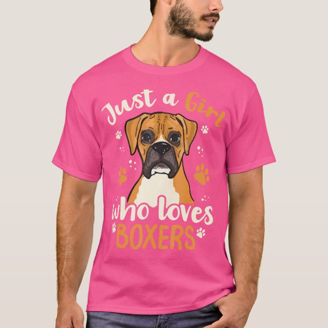 Just A Girl Who Loves Boxers Dog Lover Girls Women T-Shirt (Front)