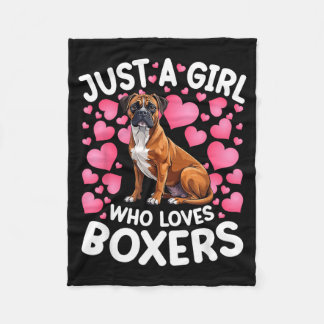 Just A Girl Who Loves Boxers Women Girls Puppy Dog Fleece Blanket