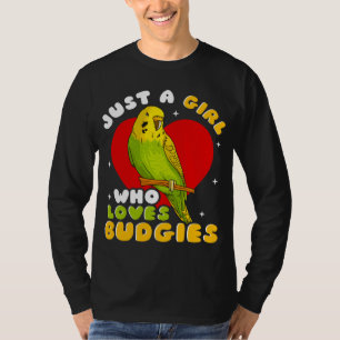 Just a Girl Who Loves Budgies Kid Green Yellow Par T-Shirt