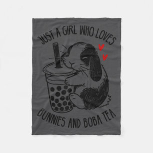 Just A Girl Who Loves Bunnies And Boba Tea Holland Fleece Blanket