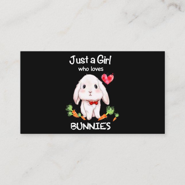 Just a Girl Who Loves Bunnies Bunnies Rabbit Lover Business Card (Front)