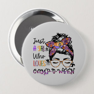 Just a Girl Who Loves Camp-o-ween   Halloween Camp 10 Cm Round Badge