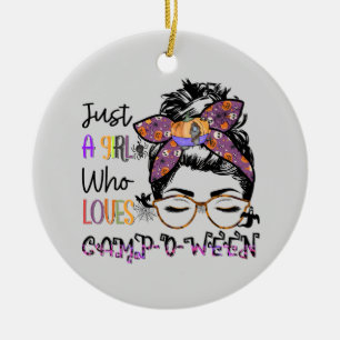Just a Girl Who Loves Camp-o-ween   Halloween Camp Ceramic Tree Decoration