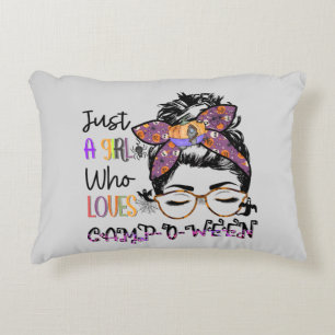 Just a Girl Who Loves Camp-o-ween – Halloween Camp Decorative Cushion