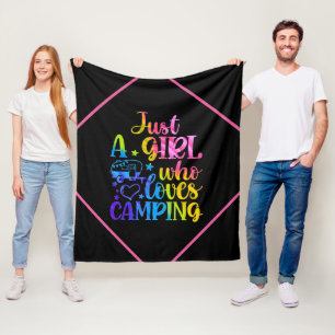 Just A Girl Who Loves Camping Fleece Blanket