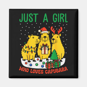 Just A Girl Who Loves Capybara Christmas Cute Capy Magnet