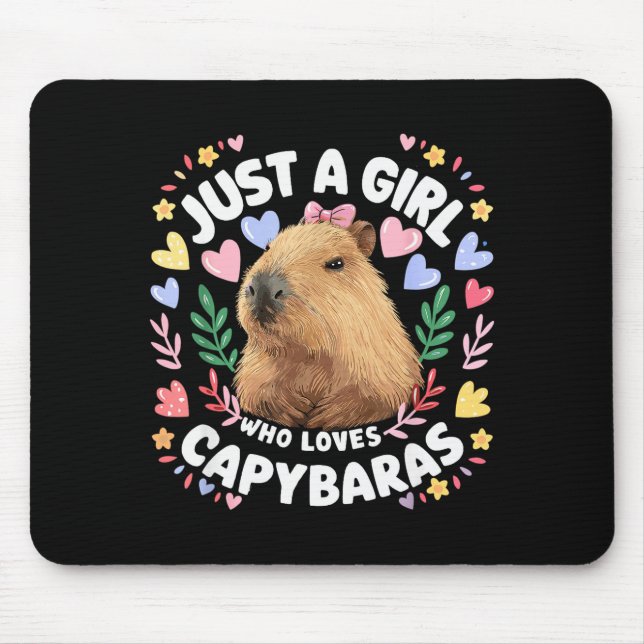 Just A Girl Who Loves Capybaras Cute Capybara Love Mouse Pad (Front)