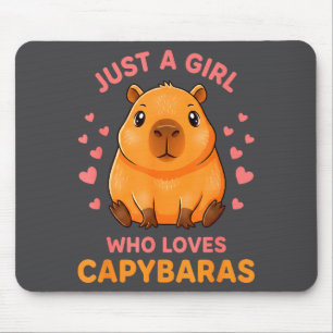 Just A Girl Who Loves Capybaras Cute Capybara Love Mouse Pad