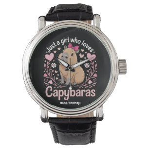Just a Girl Who Loves Capybaras Funny Cute Gift Watch