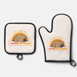 Just a Girl Who Loves Capybaras Oven Mitt & Pot Holder Set