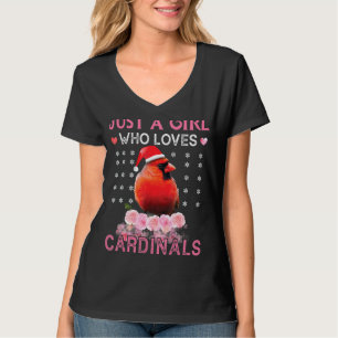 Just A Girl Who Loves Cardinal Bird Lover Christma T-Shirt