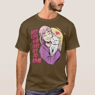 Just A Girl Who Loves Cats And Anime japan otaku T-Shirt