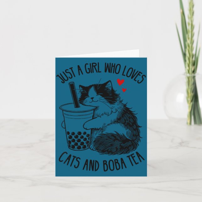 Just A Girl Who Loves Cats And Boba Tea Ragdoll Ca Card (Front)