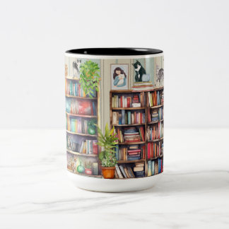 Just A Girl Who Loves Cats And Books Two-Tone Coffee Mug