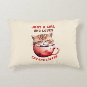 Just a Girl Who Loves Cats and Coffee (2) Decorative Cushion