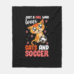 Just A Girl Who Loves Cats And Soccer Kitten Fleece Blanket