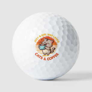 Just A Girl Who Loves Cats & Coffee Golf Balls