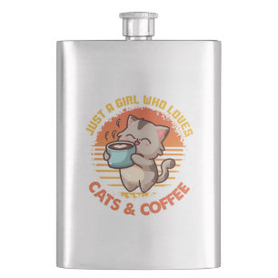 Just A Girl Who Loves Cats & Coffee Hip Flask
