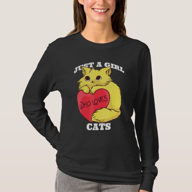 Just A Girl Who Loves Cats Cute Cat  For Women Gir T-Shirt (Front)