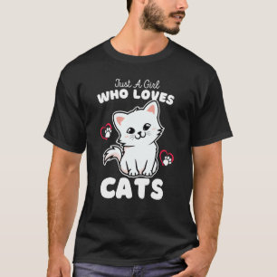 Just A Girl Who Loves Cats Cute Cat Kids Teenager T-Shirt