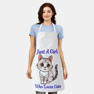 Just A Girl Who Loves Cats – Cute Cat Lover Design Apron