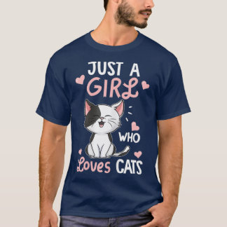 Just A Girl Who Loves Cats Cute Cat Lover Gifts T-Shirt