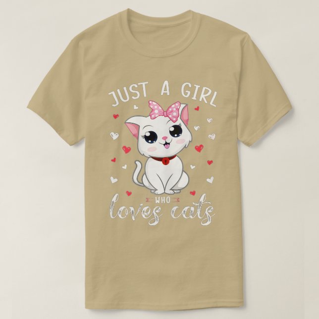 Just A Girl Who Loves Cats Cute Cat Lover Girls Gi T-Shirt (Design Front)
