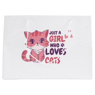 Just A Girl Who Loves Cats Cute Cat Shirt Gifts Large Gift Bag