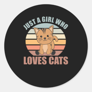 Just A Girl Who Loves Cats Cute Cats Vintage Classic Round Sticker