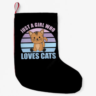 Just A Girl Who Loves Cats Cute Cats Vintage Small Christmas Stocking