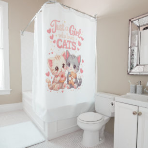 "Just a Girl Who Loves Cats" Cute Kittens  Shower Curtain