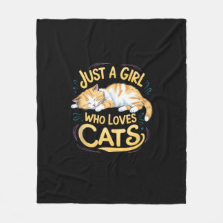 Just A Girl Who Loves Cats Cute Kitty Lover Kid To Fleece Blanket