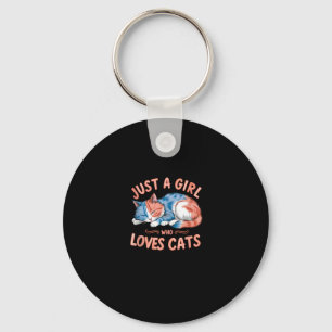 Just A Girl Who Loves Cats Cute Kitty Lover Kid To Key Ring