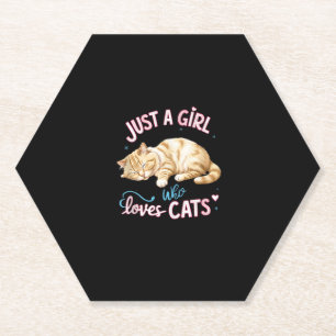 Just A Girl Who Loves Cats Cute Kitty Lover Kid To Paper Coaster