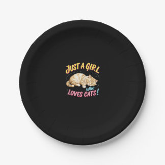 Just A Girl Who Loves Cats Cute Kitty Lover Kid To Paper Plate