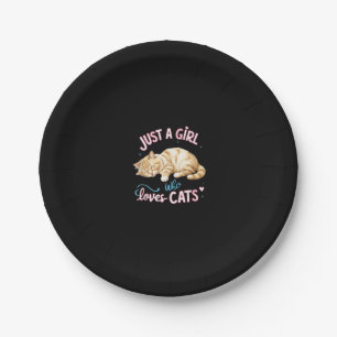 Just A Girl Who Loves Cats Cute Kitty Lover Kid To Paper Plate