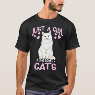 Just A Girl Who Loves Cats Cute White Ragdoll Cat T-Shirt
