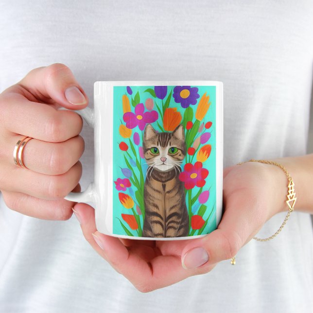 Just a Girl Who Loves Cats | Folk Art Coffee Mug (Creator Uploaded)