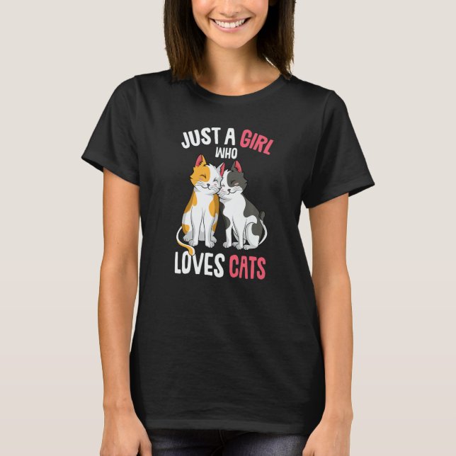 Just a Girl who loves Cats Kitty Girls Kids Cat   T-Shirt (Front)