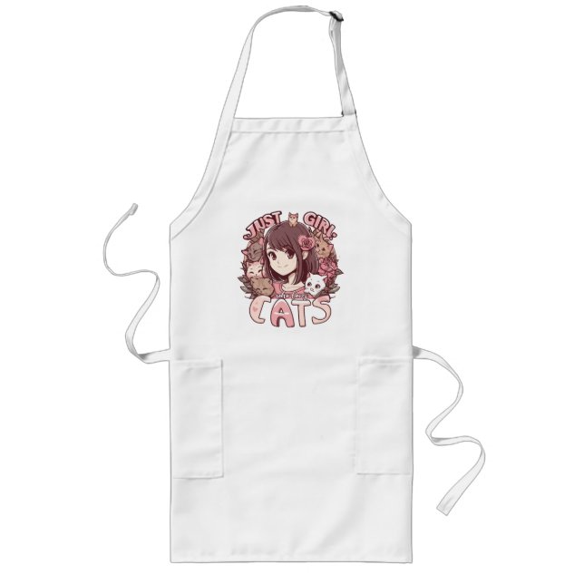 just a girl who loves cats long apron (Front)